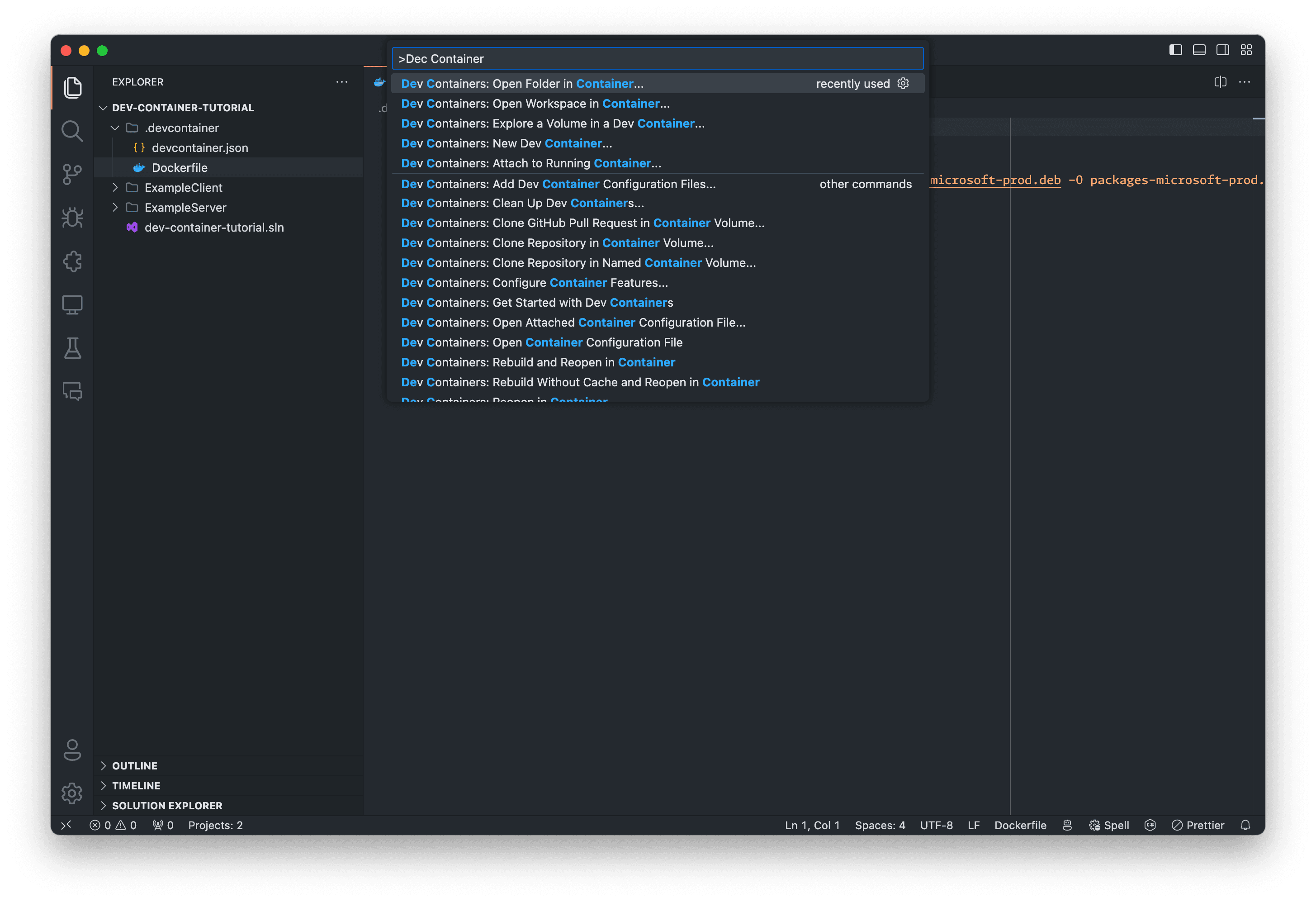 Command Palette in VS Code